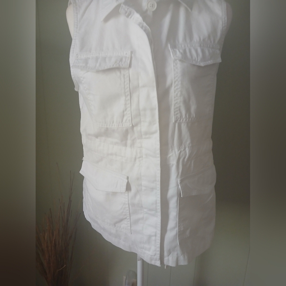 Ann Taylor LOFT Utility Vest White Pockets SZ S. - Picture 1 of 6